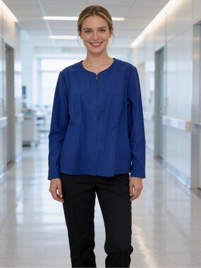 Chico’s Royal Blue Textured Open Front Jacket Size 2 Large